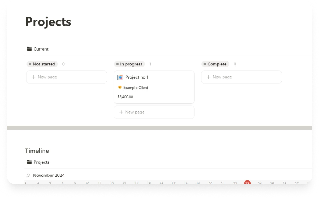 Projects - web design dashboard